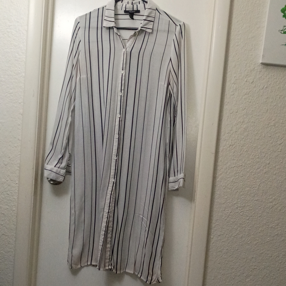 Forever 21 White Dress with Black Stripes